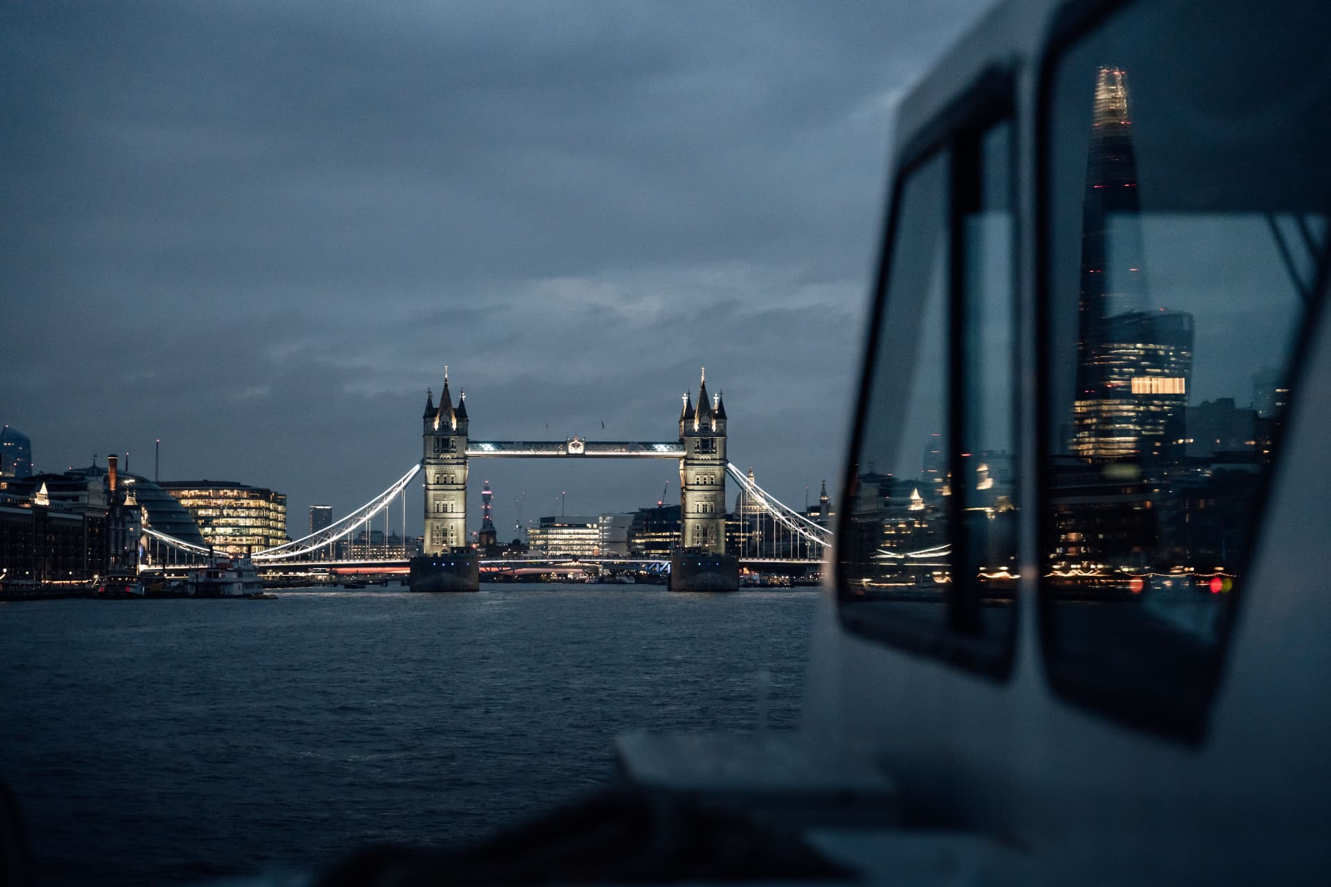Tower Bridge illuminated at night